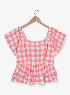 Sanrio My Melody & Kuromi Diner Checkered Tie-Back Women's Plus Blouse - BoxLunch Exclusive