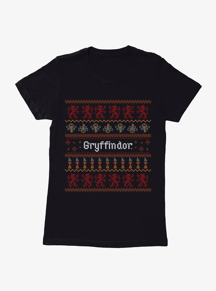 Harry Potter Gryffindor Ugly Christmas Pattern Womens T-Shirt