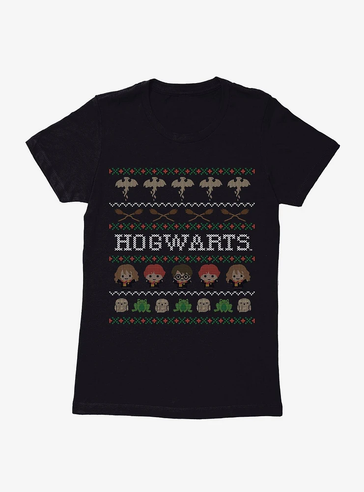 Harry Potter Hogwarts Ugly Christmas Pattern Womens T-Shirt