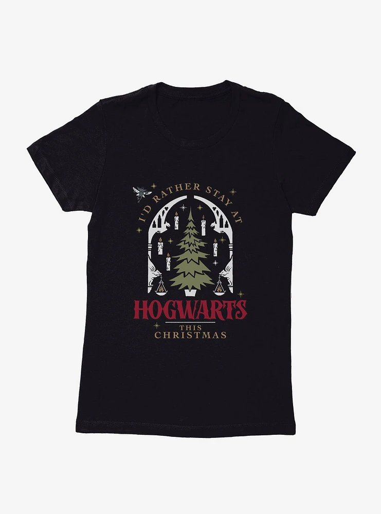 Harry Potter Rather Stay At Hogwarts This Christmas Womens T-Shirt?