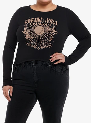 Cosmic Aura New Moon Beaded Girls Long-Sleeve Top Plus