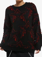 Social Collision Black & Red Star Knit Girls Sweater