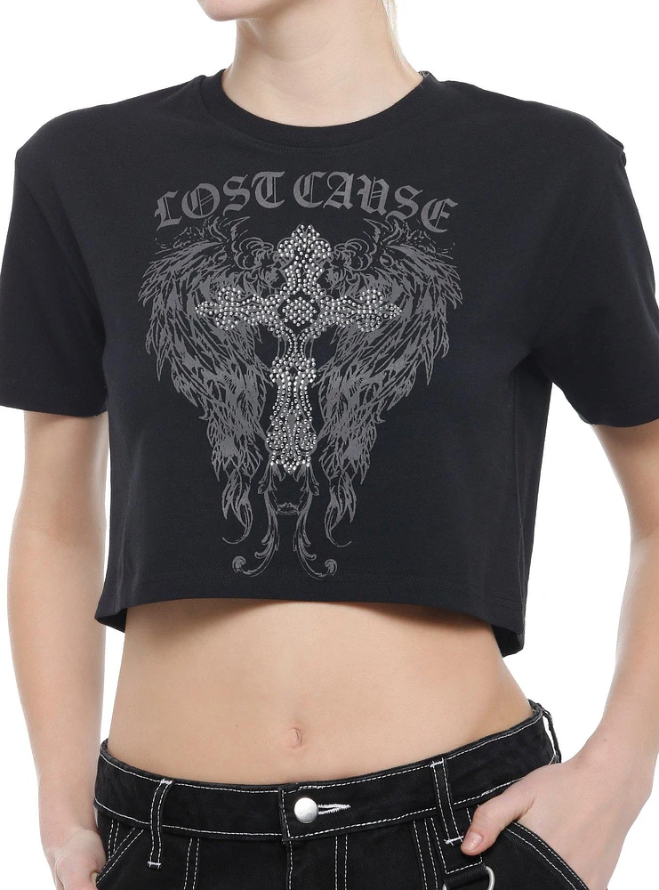 Lost Cause Rhinestone Cross Girls Baby T-Shirt