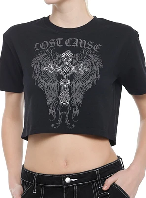 Lost Cause Rhinestone Cross Girls Baby T-Shirt