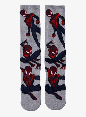 Marvel Spider-Man: Into the Spider-Verse Miles Morales Allover Print Crew Socks - BoxLunch Exclusive