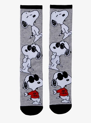 Peanuts Snoopy Joe Cool Allover Print Striped Crew Socks - BoxLunch Exclusive