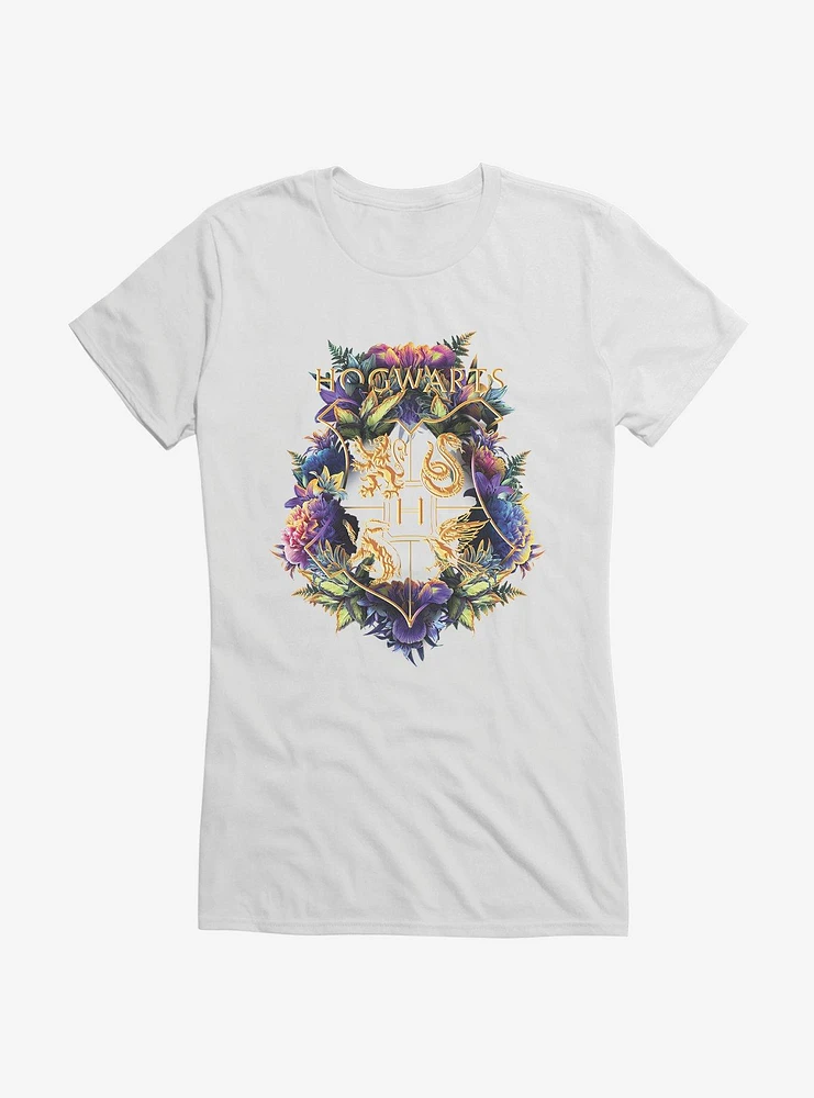 Harry Potter Hogwarts Floral Shield Girls T-Shirt