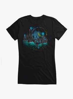 Harry Potter Hogwarts Castle Glow Girls Royal Blue T-Shirt