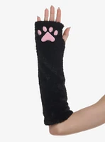 Black Cat Paw Fuzzy Arm Warmers