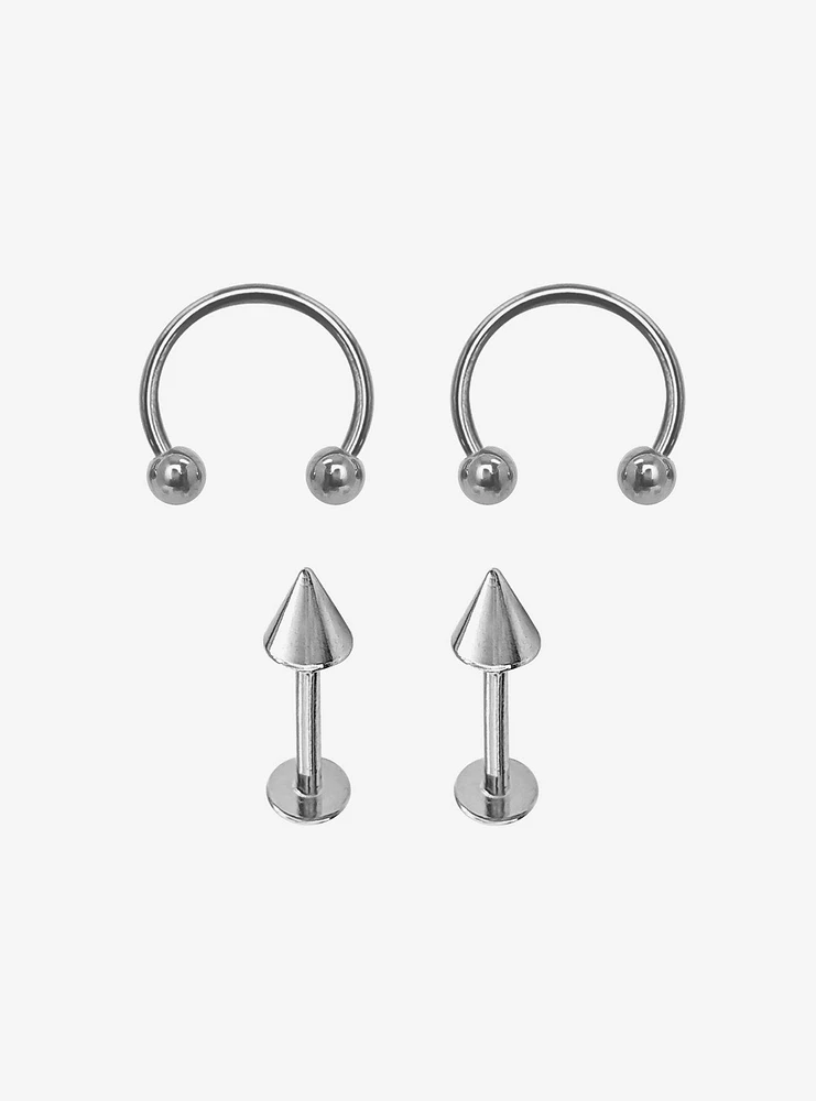 Titanium Labret Stud & Circular Barbell 4 Pack