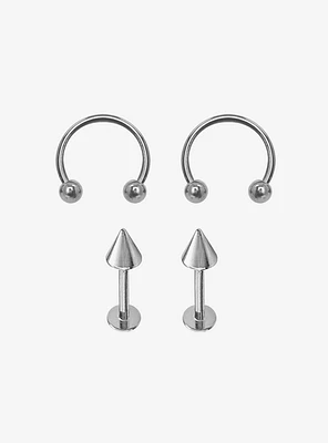 Titanium Labret Stud & Circular Barbell 4 Pack