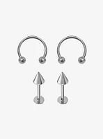 Titanium Labret Stud & Circular Barbell 4 Pack