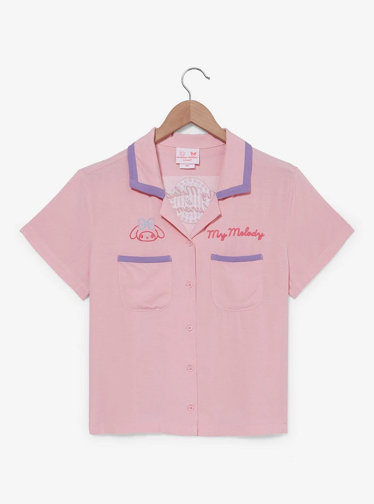 Sanrio My Melody Diner Women's Cropped Woven Button-Up - BoxLunch Exclusive