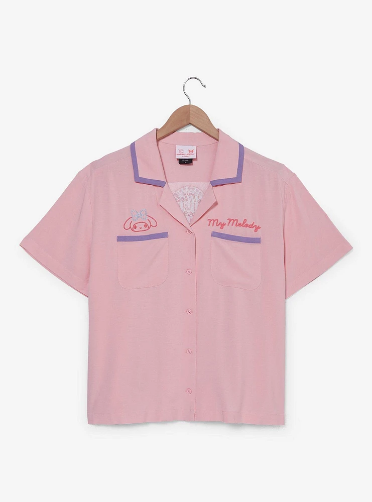 Sanrio My Melody Diner Women's Plus Cropped Woven Button-Up - BoxLunch Exclusive