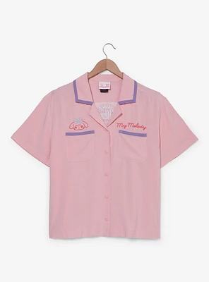 Sanrio My Melody Diner Women's Plus Cropped Woven Button-Up - BoxLunch Exclusive