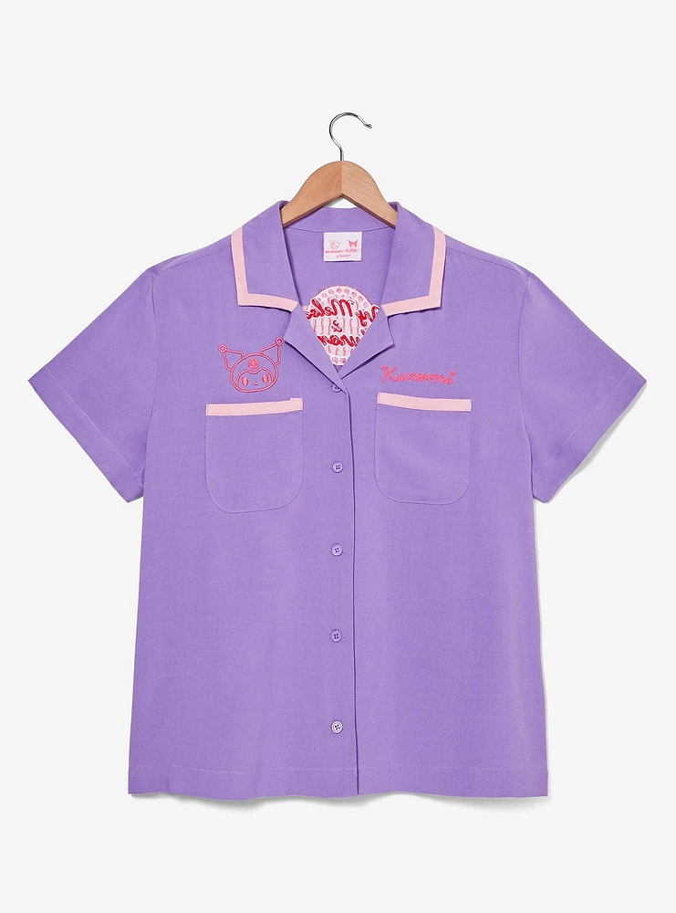 Sanrio Kuromi Diner Women's Plus Cropped Woven Button-Up - BoxLunch Exclusive