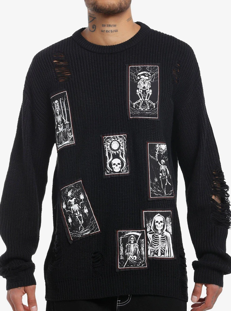 Cosmic Aura Skeleton Patches Knit Sweater