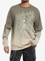 Broken Winged Skeleton Ombre Twofer Long-Sleeve T-Shirt