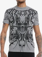 Affliction Tribal Skull Trio Grey Wash T-Shirt