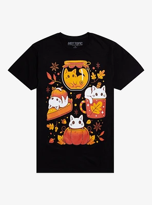 Cat Pumpkin Spice Collage T-Shirt By Snouleaf