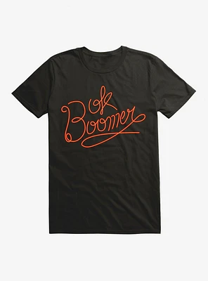 OK Boomer Neon Cursive Font T-Shirt