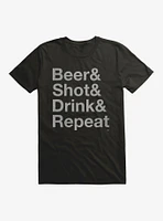 Beer & Shot Drink Repeat T-Shirt