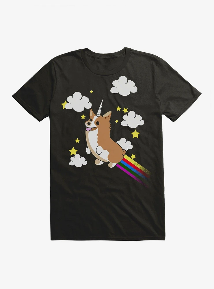 Flying Corgi-Corn with Rainbow T-Shirt