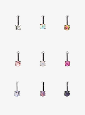 Steel Colorful Nose Stud 9 Pack