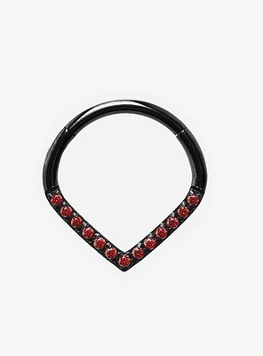 Steel Black & Red Gem Pointed Hinged Clicker