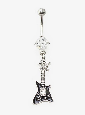 14G Steel Guitar Bling Navel Barbell