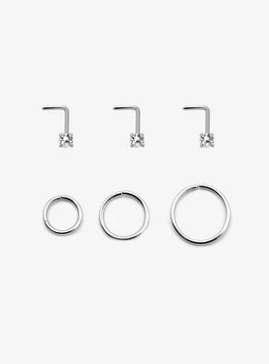 Titanium Basic Nose Stud & Hoop 6 Pack