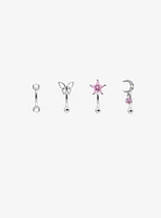 16G Steel Kawaii Butterfly Celestial Bling Eyebrow Barbell 4 Pack