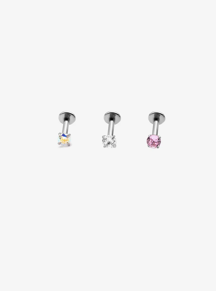 Titanium Bling Labret Stud 3 Pack