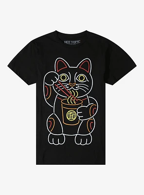 Lucky Cat Ramen T-Shirt By Benjimoji