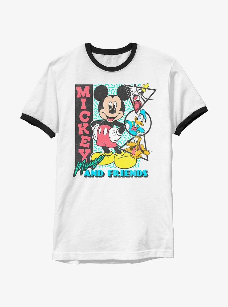 Disney Mickey Mouse & Friends Retro Shapes Ringer T-Shirt