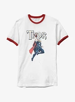 Marvel Thor Vintage Lightning Strike Ringer T-Shirt