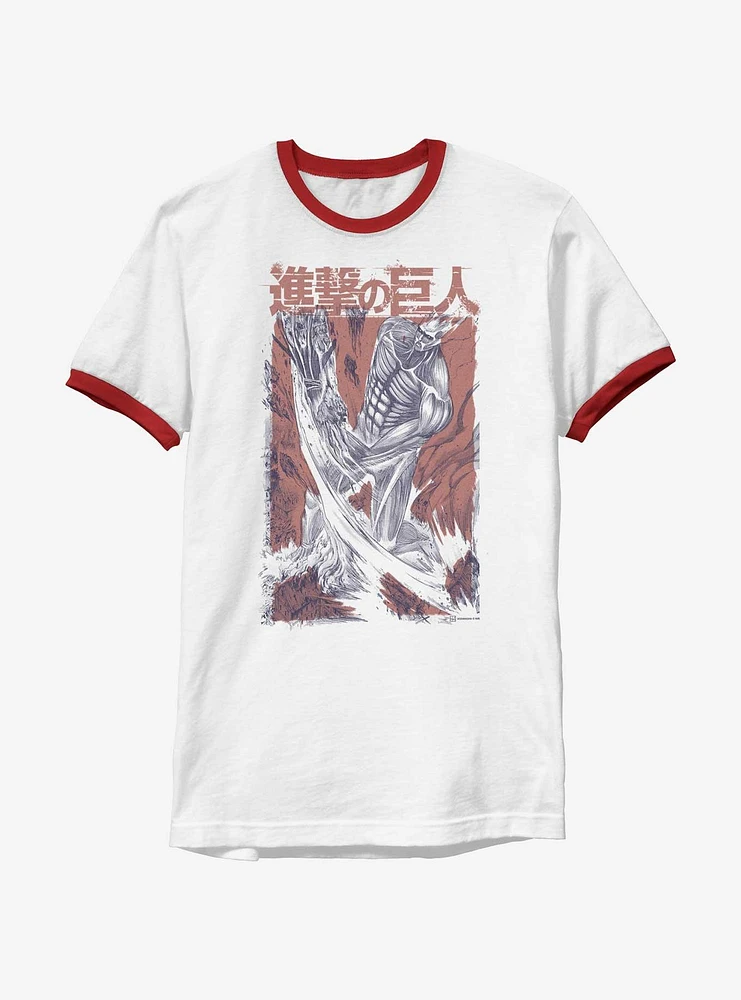 Attack On Titan Overlay Colossus Ringer T-Shirt