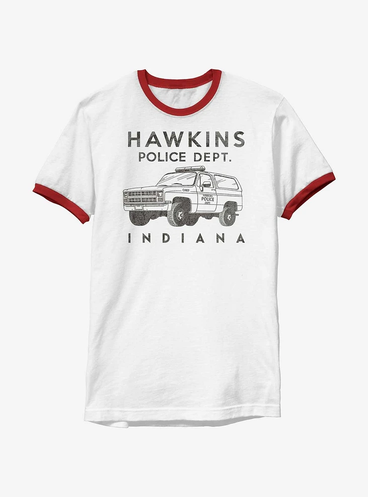 Stranger Things Hawkins Police Auto Ringer T-Shirt