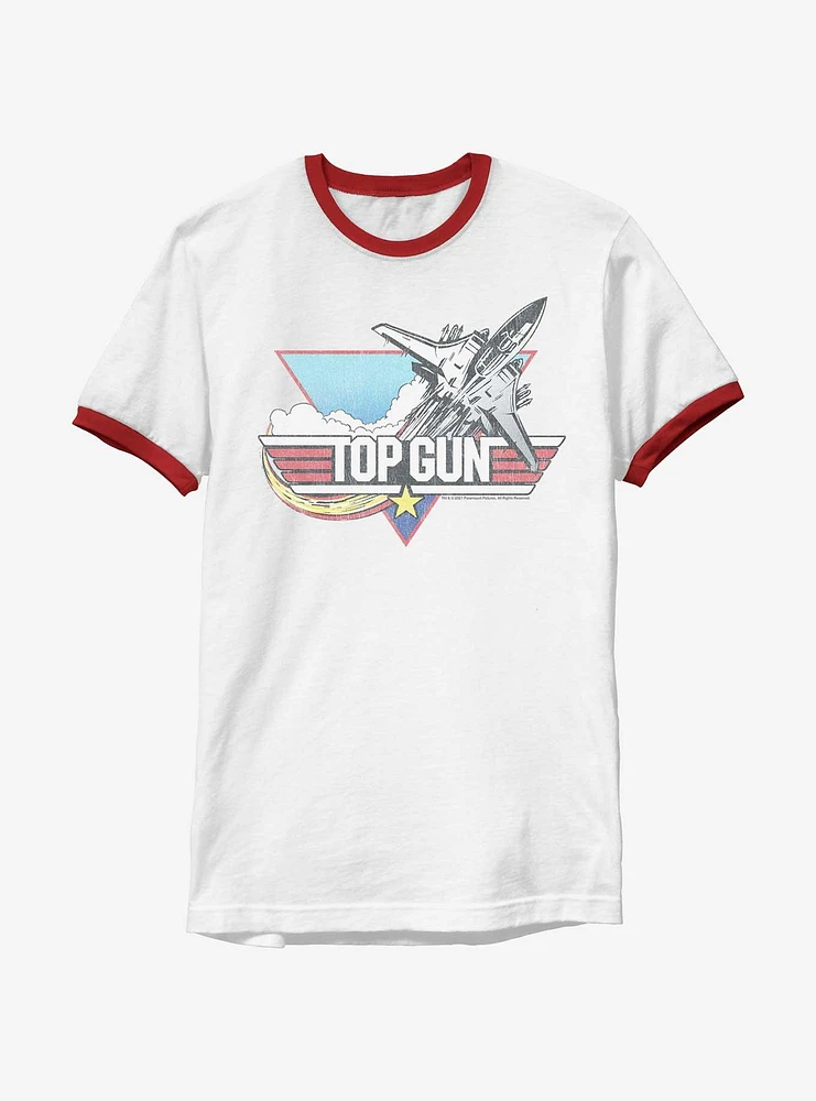 Top Gun Maverick Jet Logo Ringer T-Shirt