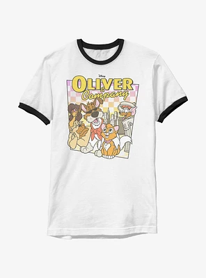 Disney Oliver & Company Checkerboard Poster Ringer T-Shirt