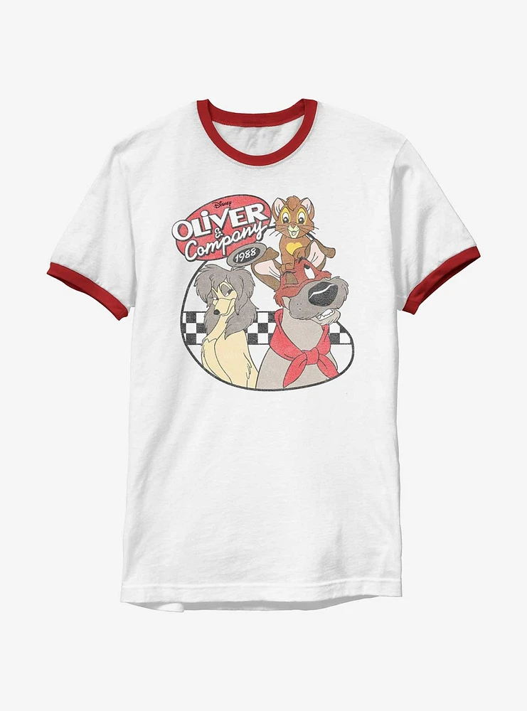 Disney Oliver & Company Vintage 90's Ringer T-Shirt