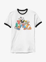 Disney Mickey Mouse Vintage Group Leaning Ringer T-Shirt