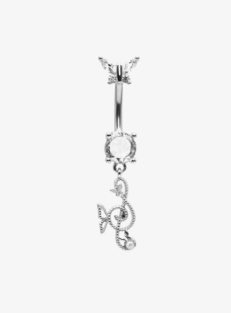 14G Steel Musical Note Bling Navel Barbell