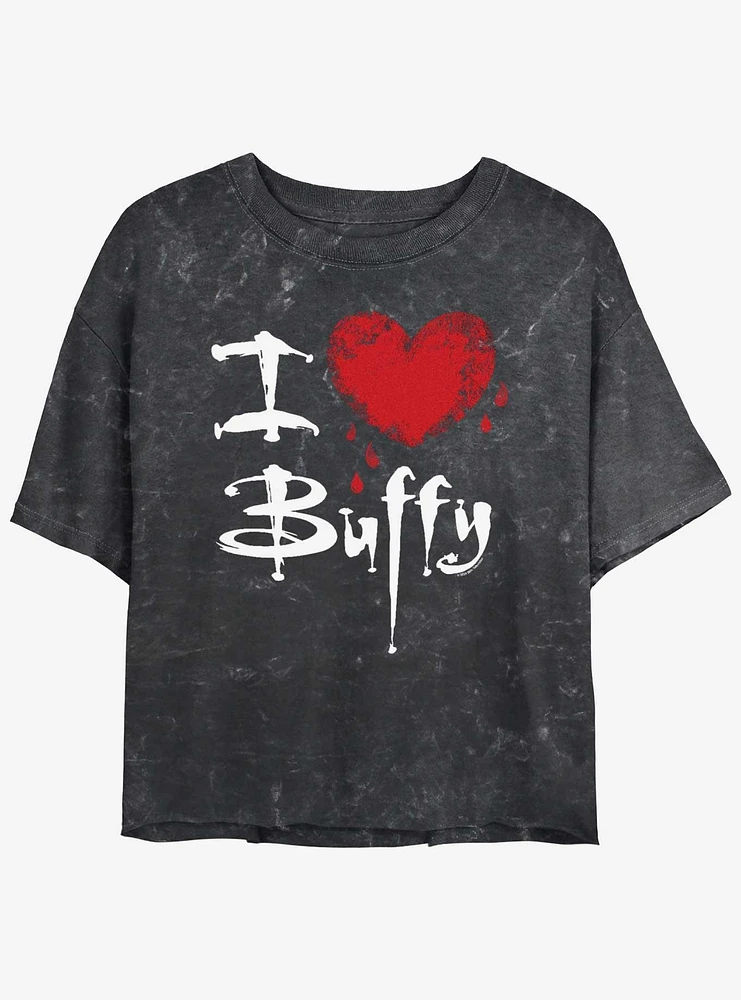 Buffy The Vampire Slayer I Love Girls Mineral Wash Crop T-Shirt