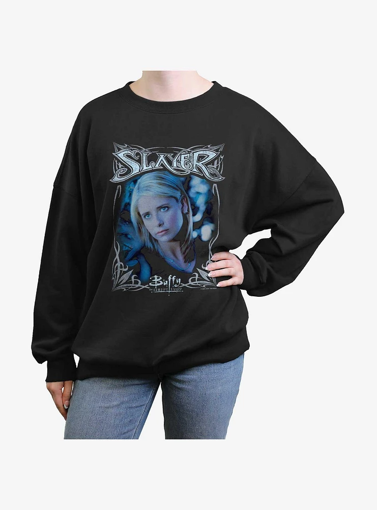 Buffy The Vampire Slayer Frame Rock Girls Oversized Sweatshirt