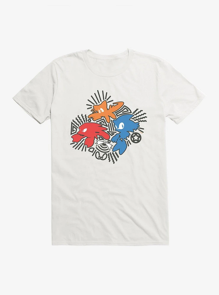 Sonic The Hedgehog Tails, Knuckles, Sonic, And Dr. Eggman Pop Art T-Shirt