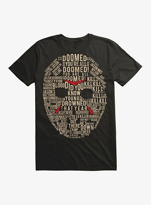 Friday The 13th Jason Mask Word Collage T-Shirt