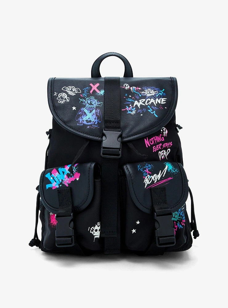 Arcane Graffiti Glow-In-The-Dark Slouch Mini Backpack