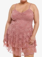 Thorn & Fable Mauve Lace Cami Dress Plus