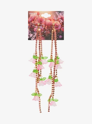 Thorn & Fable Pink Flower Gem Drop Earrings